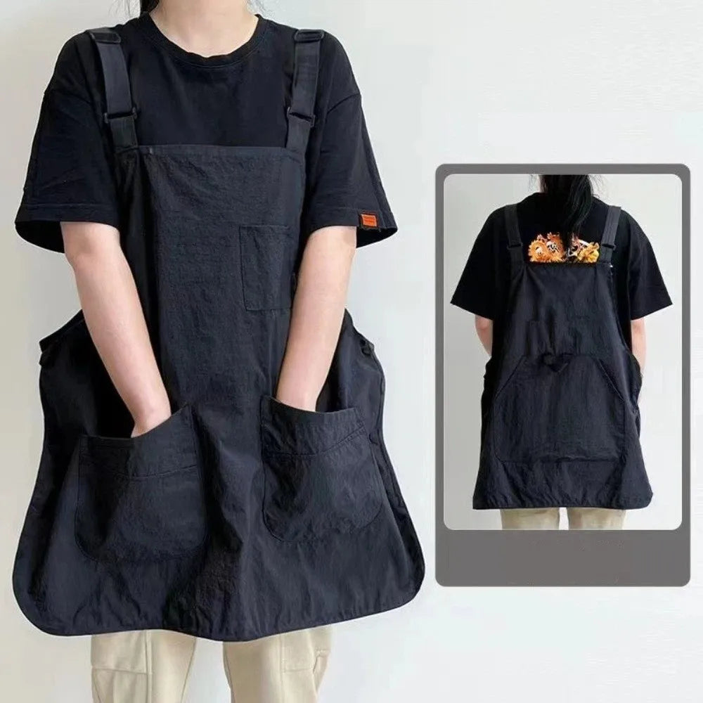 Unisex Cotton Waist Apron – Waterproof Double-Sided Workwear Kitchen Waist Apron Axl Black
