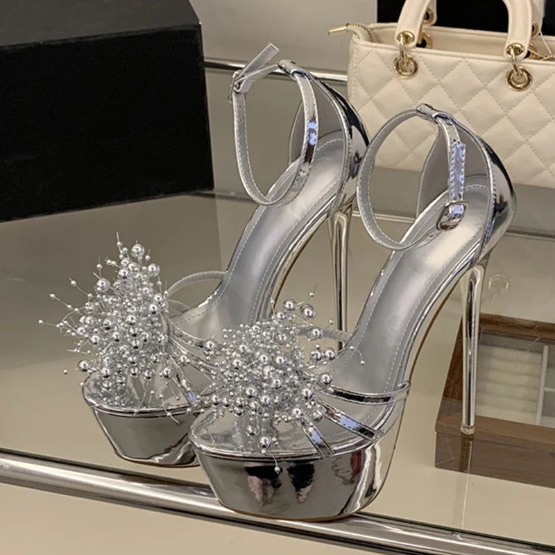 Women's Diamond High Heel Sandals – Wedding & Party Stiletto High Heel Sandals Axl silver 38