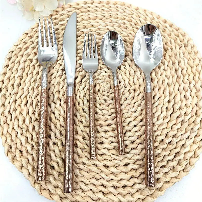 Vintage Rose Gold Stainless Steel Cutlery Set – 4pc Flatware Flatware Cutlery Set Axl