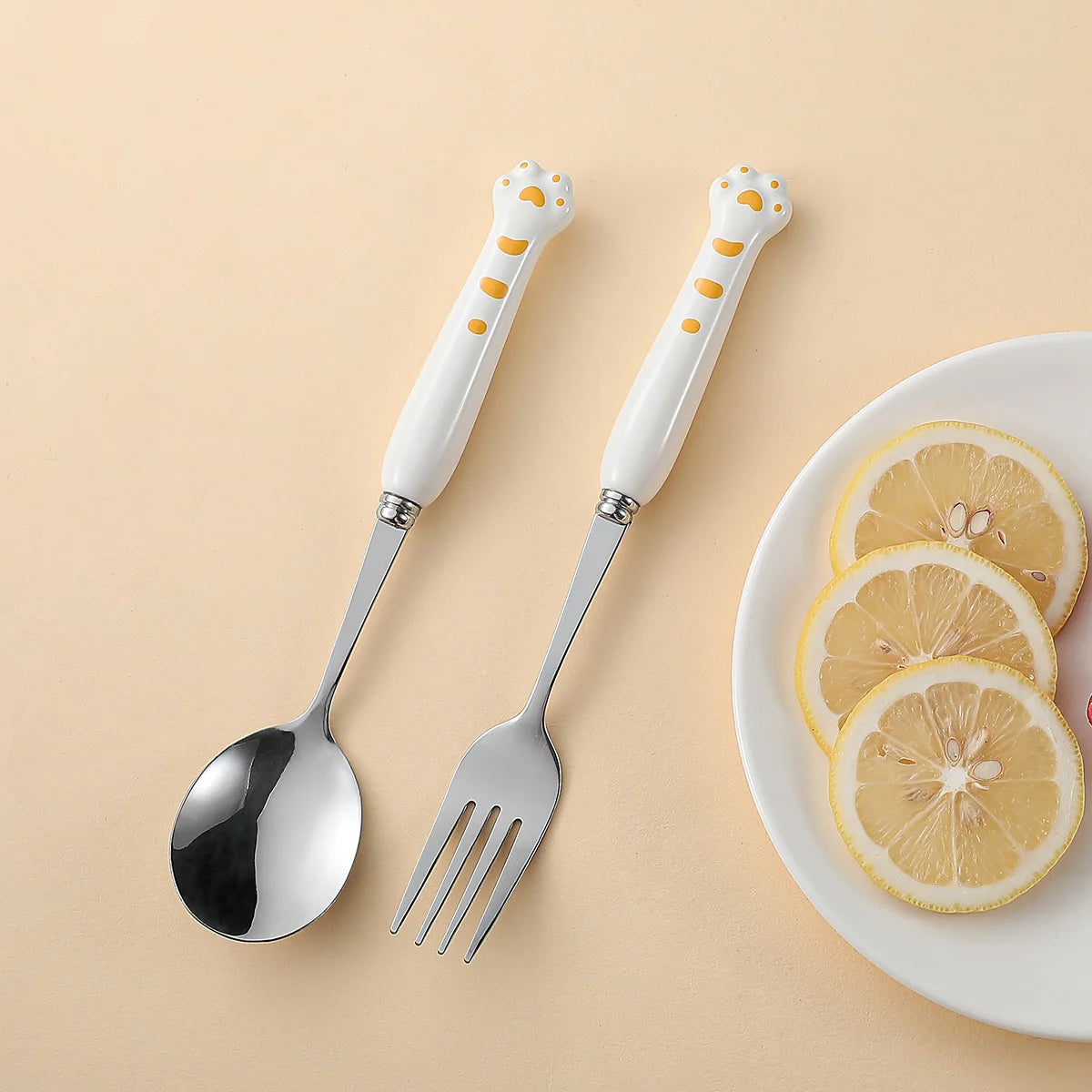 Kids Stainless Steel Fork & Spoon Set – Crocodile Handle Kids Flatware Set Axl
