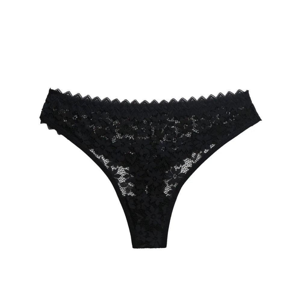 Women's Lace Floral Cotton Briefs – Seamless Low-Rise Panties Women's Briefs Axl Black L 1pc-1pc-