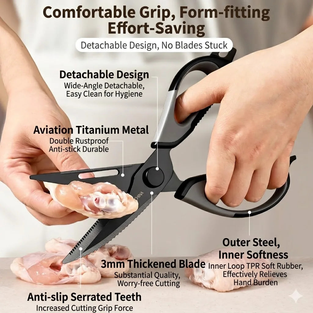 PLYS Heavy-Duty Kitchen Shears – Stainless Steel Bone Scissors Kitchen Bone Shears Axl