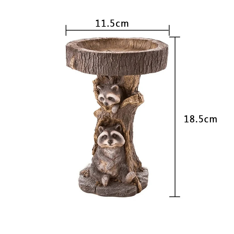 Resin Raccoon Bird Bath – Antique Polyresin Garden Sculpture Garden Bird Bath Axl P1
