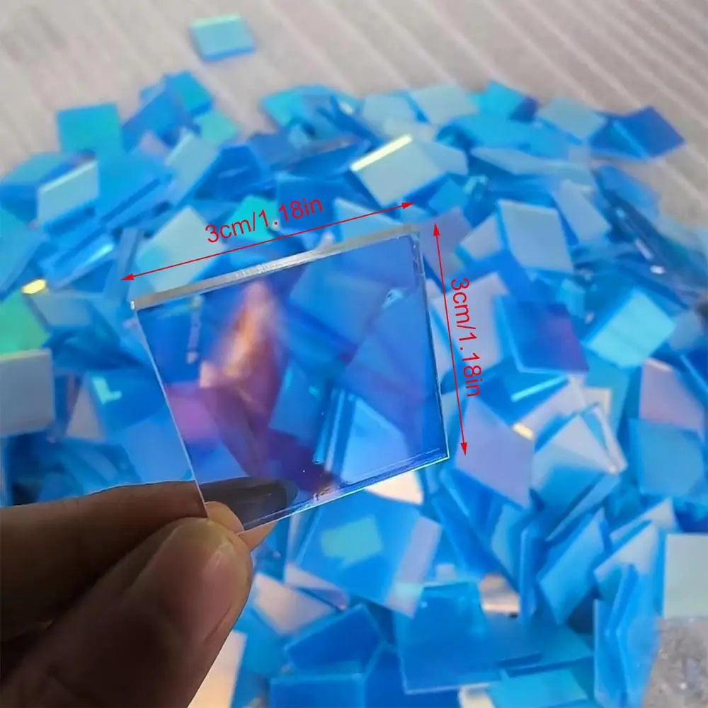 Rainbow Holographic Acrylic Squares – 100-Piece Iridescent Tiles Craft Acrylic Tiles Axl 100 tablets