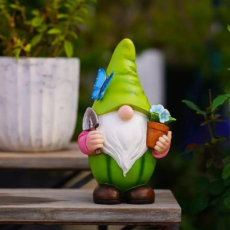 Solar Fruit Gnome Garden Statue – Resin Dwarf Sculpture Light Solar Garden Statue Axl