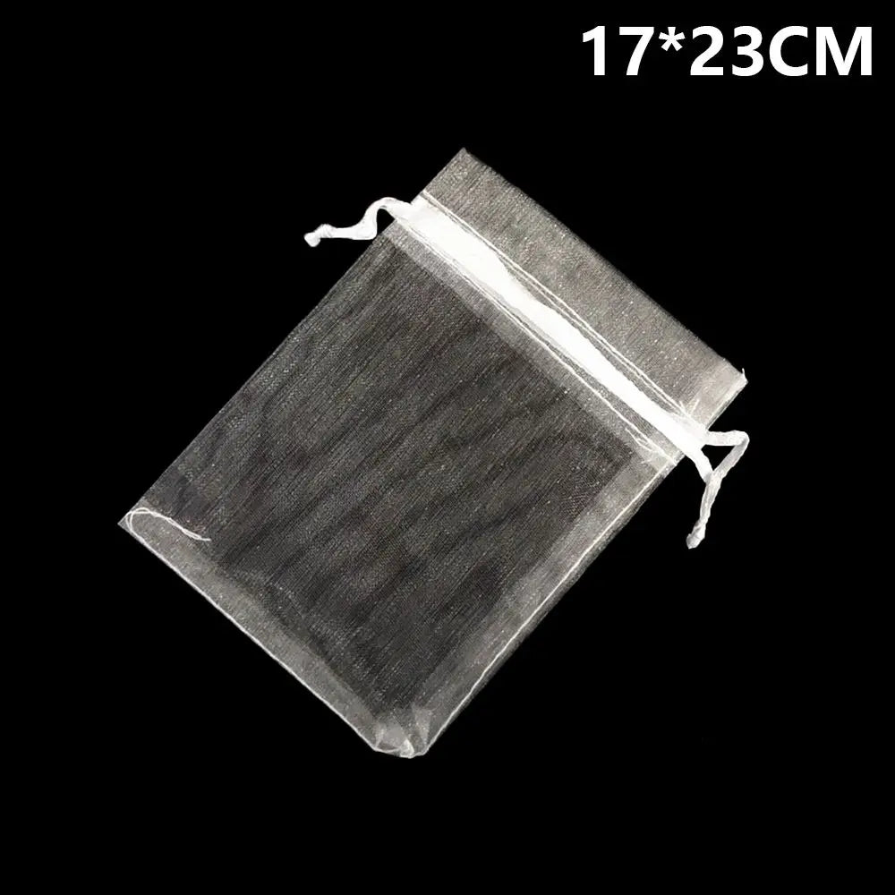 White Organza Drawstring Gift Bags 25/50 Pack – Party Pouches Organza Gift Bags Axl white 17cmx23cm(25PCS)