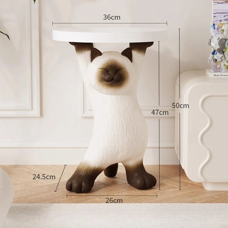 Siamese Cat Figurine with Storage Tray | Modern Resin Sculpture Decorative Figurine Axl Cute Cat Figurine