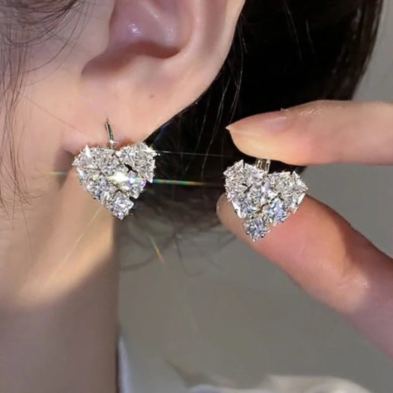 Huitan Heart Drop Earrings – Cubic Zirconia Women's Jewellery Drop Earrings Axl E3660
