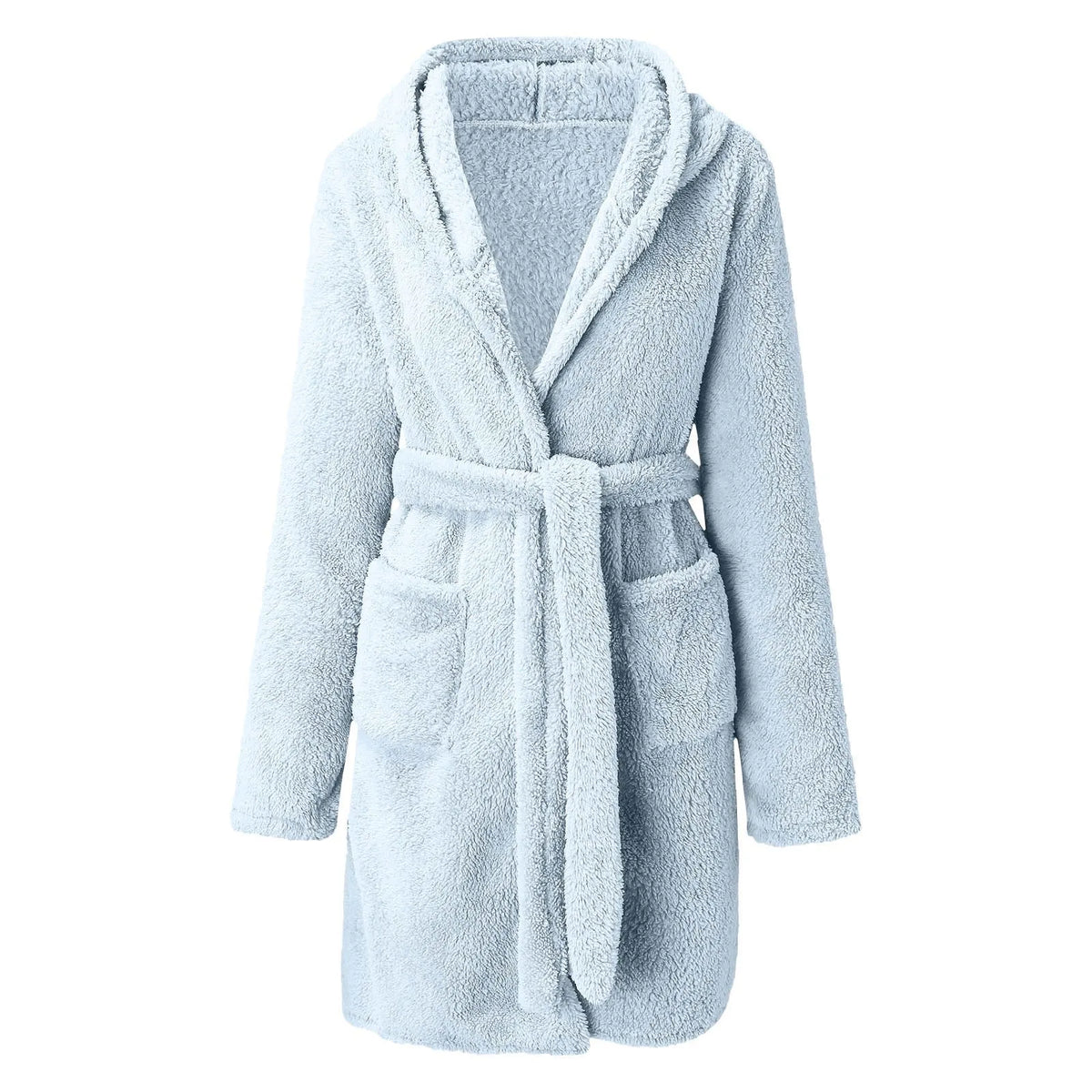 Women's Hooded Fuzzy Fleece Robe – Cozy Kimono Bathrobe Hooded Fleece Robe Axl Sky blue XXL