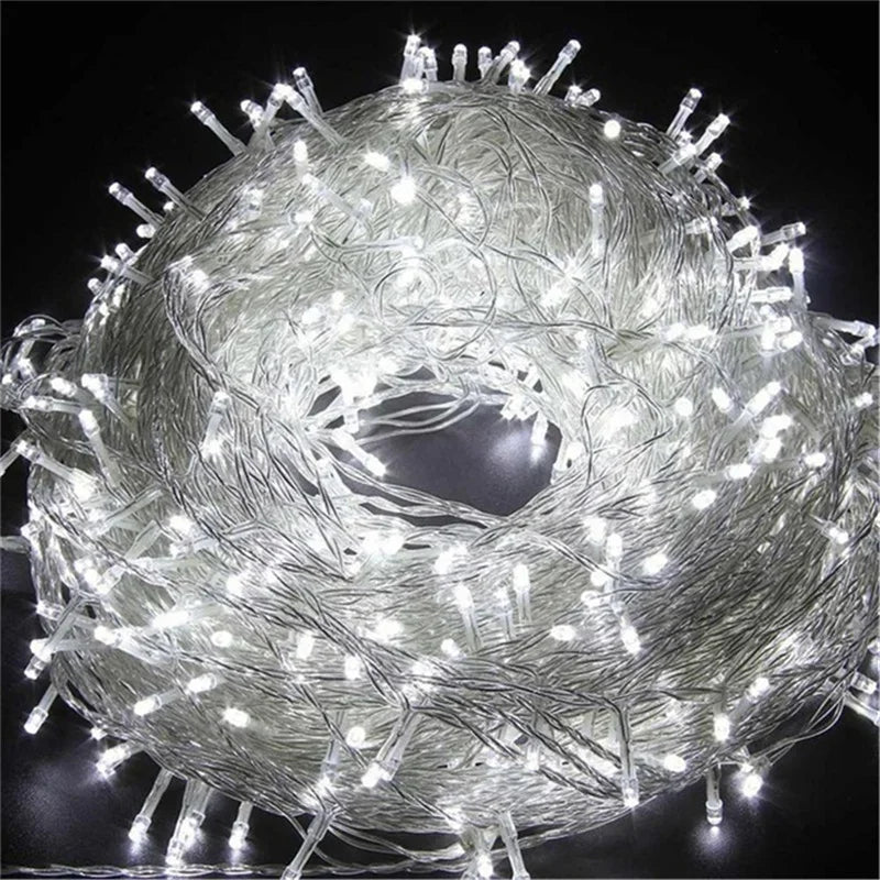 Outdoor LED Fairy String Lights 2-100M Waterproof Festoon Lamp LED String Lights Axl WHITE EU Plug 2m 20 leds Battery