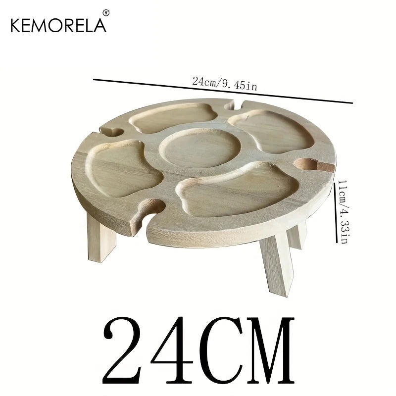 KEMORELA Wooden Folding Picnic Table – Portable Snack & Wine Tray Folding Tray Table Axl 24CM