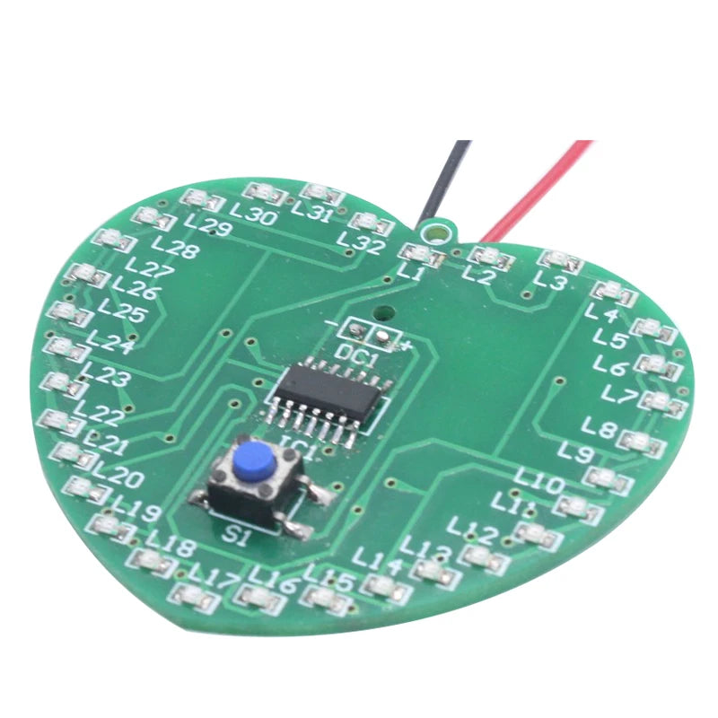 32 LED Heart-Shaped DIY Electronic Kit – SMD Flashing Light DIY Electronic Kit Axl