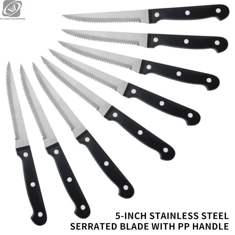 Steak Knives Set 4/6/8/12 Pcs – Serrated Stainless Steel Blade Steak Knife Set Axl 8 Pcs Steak Knife