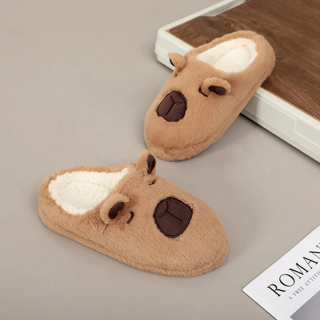 Brown Plush Animal Slippers – Soft Non-Slip Indoor House Shoes Indoor Slippers Axl