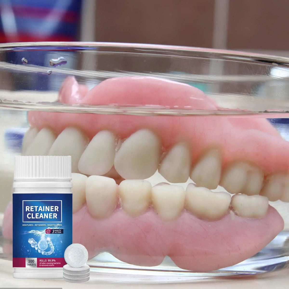 Denture Cleaning Tablets 100 Pack – Retainer & False Tooth Cleanser Denture Cleanser Tablets Axl
