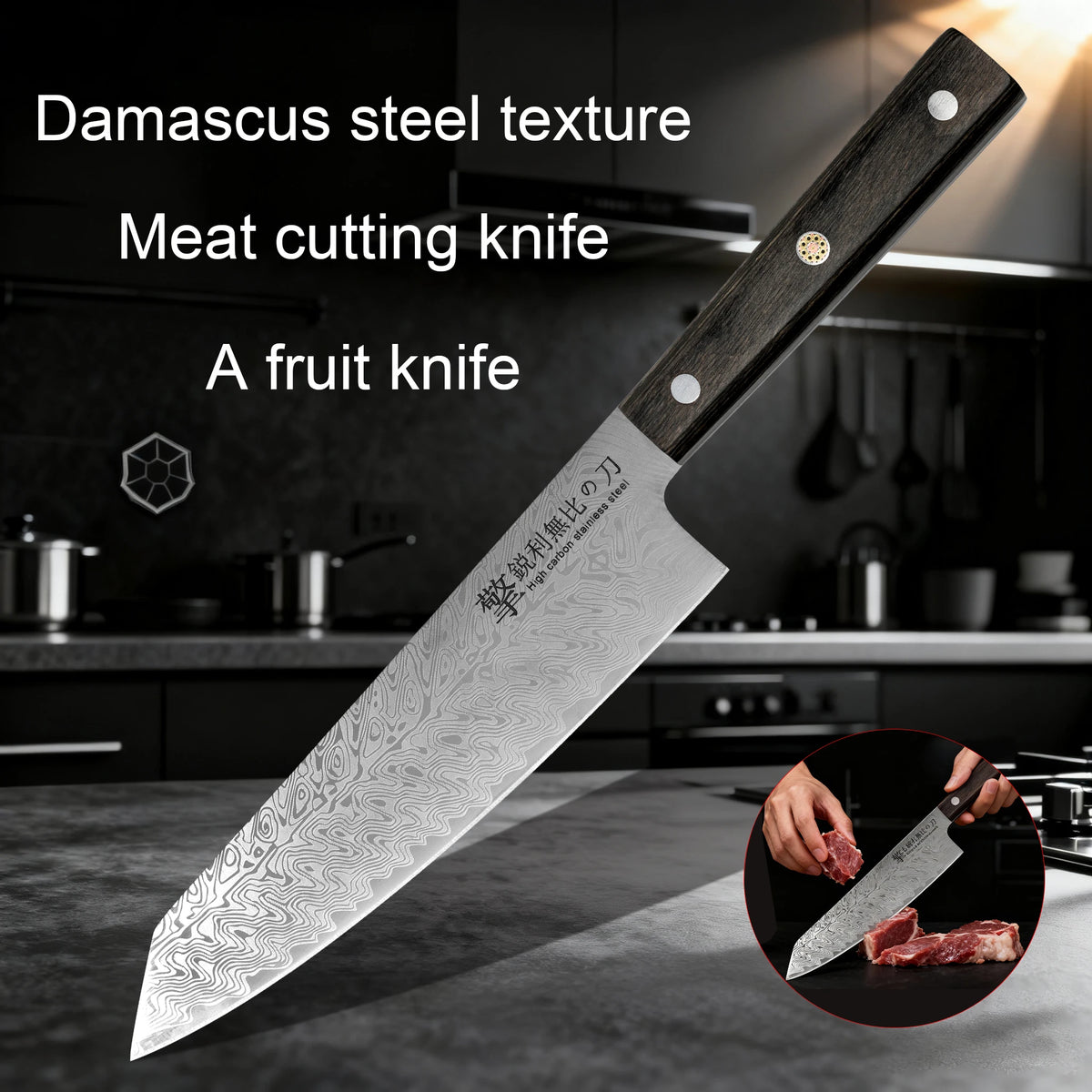 Damascus Kitchen Knife – Japanese Stainless Steel Petty Knife Damascus Kitchen Knife Axl