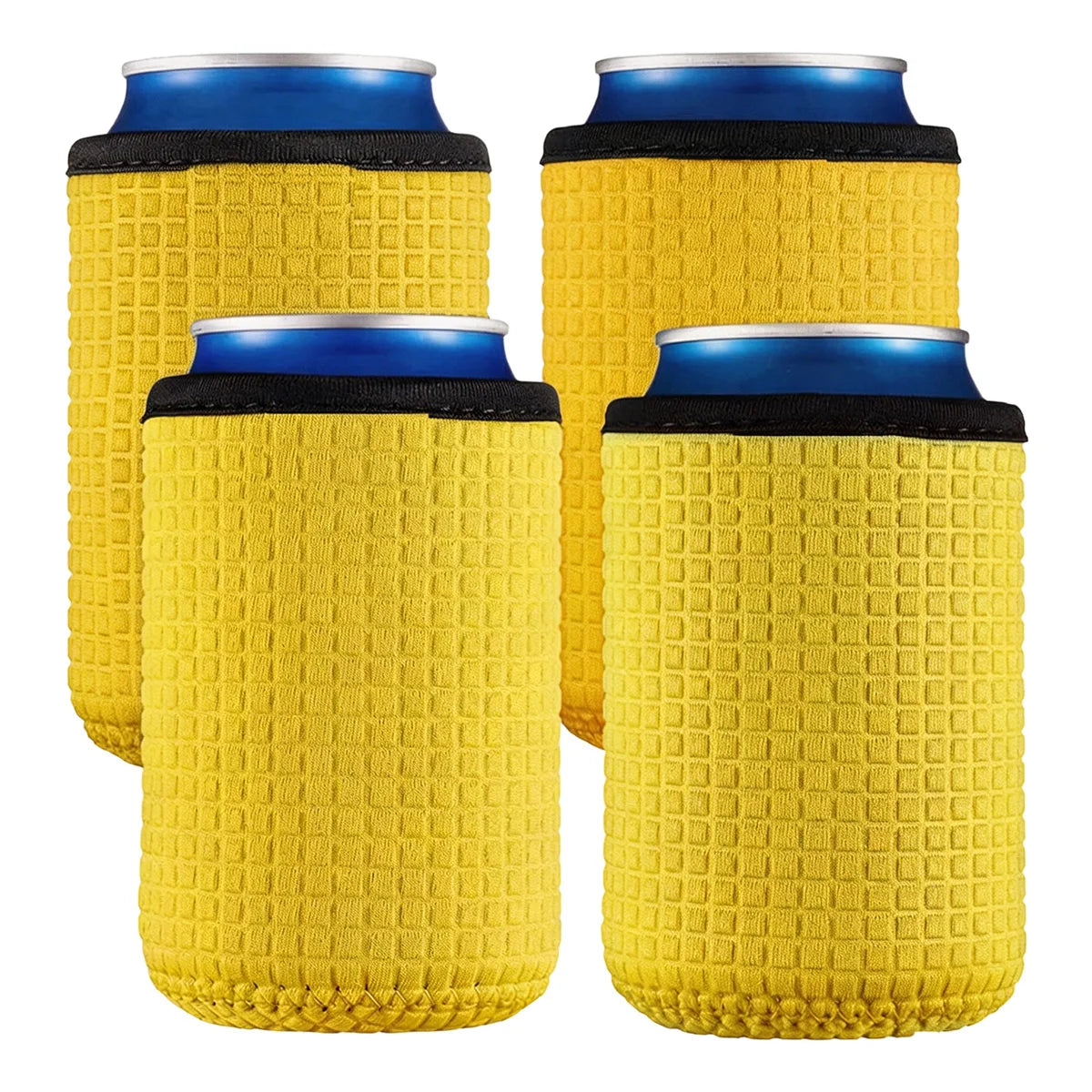 4-Pack Insulated Can Cooler Sleeves – Beer & Drink Bottle Covers Can Cooler Sleeves Axl Lemon yellow