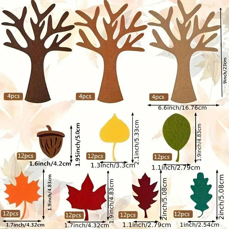 96 Pcs DIY Felt Tree Kit – Autumn Thanksgiving Wall Décor DIY Craft Kit Axl Multicolor