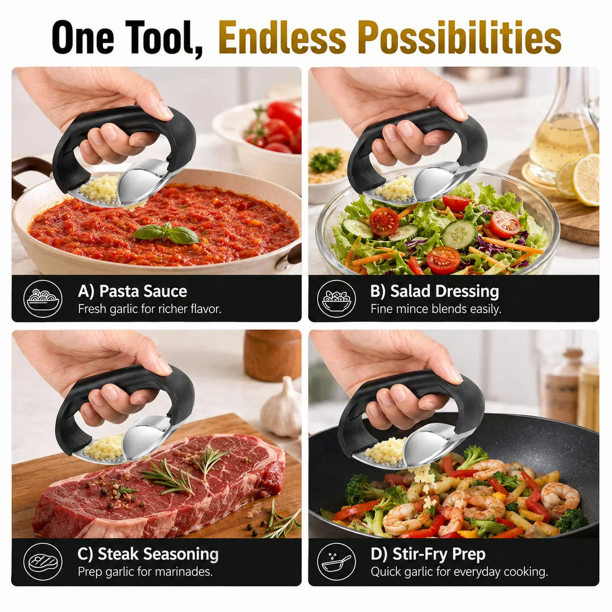 Stainless Steel Rocker Garlic Press – Manual Mincer & Slicer Garlic Press Axl