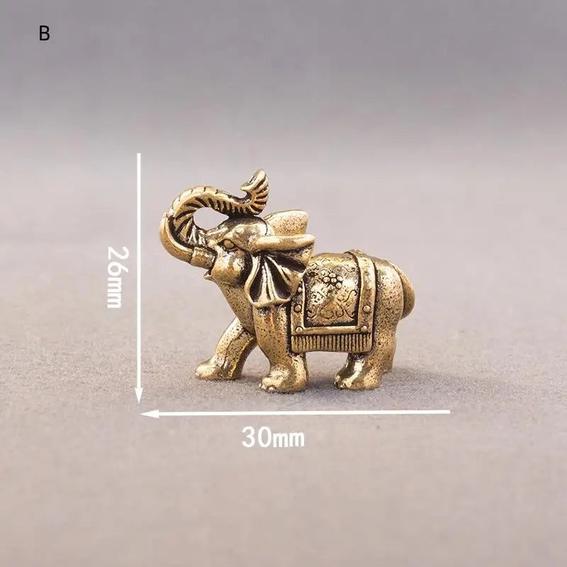 Copper Lucky Elephant Miniature Figurine – Brass Statue Décor Miniature Figurine Axl B