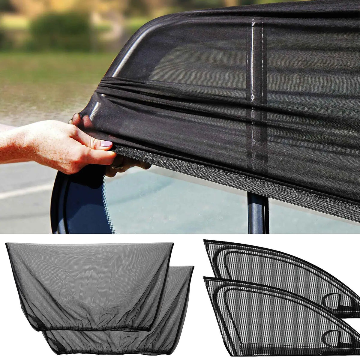 2-Pack Car Side Window Sunshade – UV Mesh Curtain Car Window Sunshade Axl