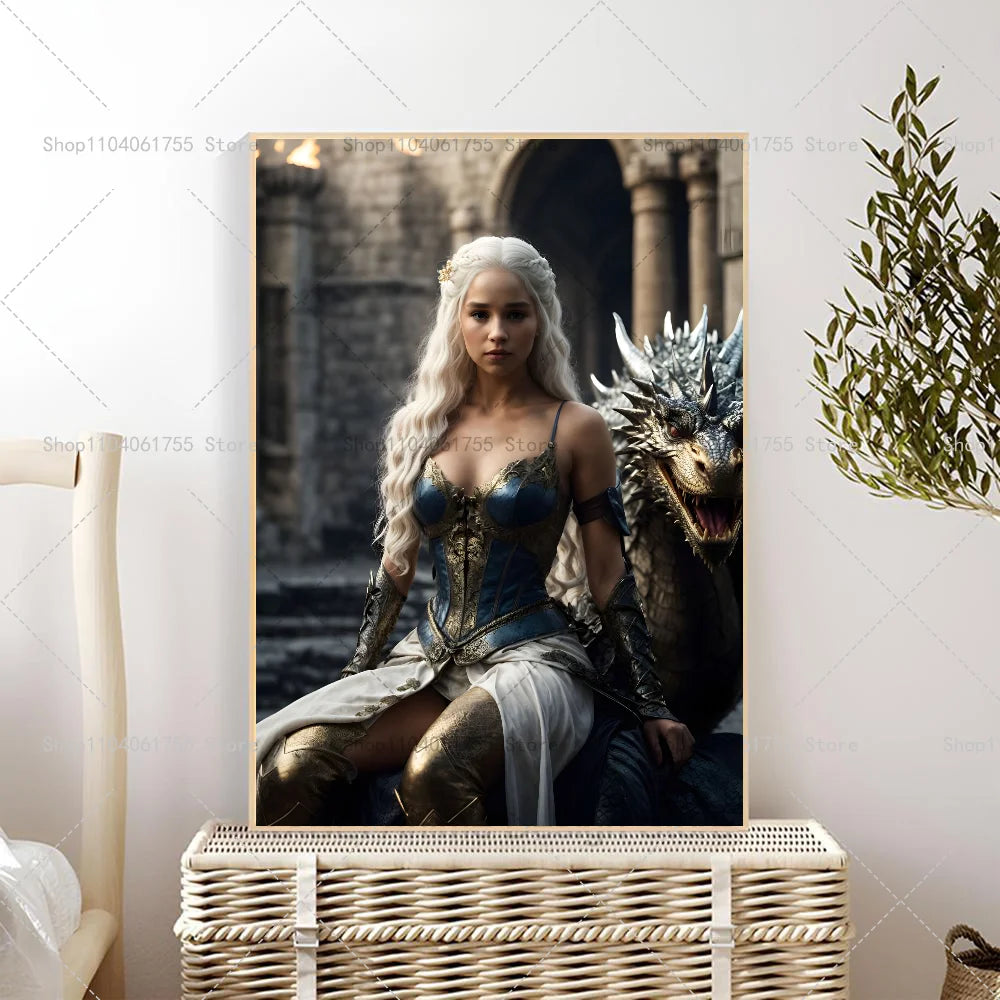 Dragon Mother Fantasy Wall Poster – Self-Adhesive Waterproof Art Wall Art Poster Axl z5 40x60cm No Frame
