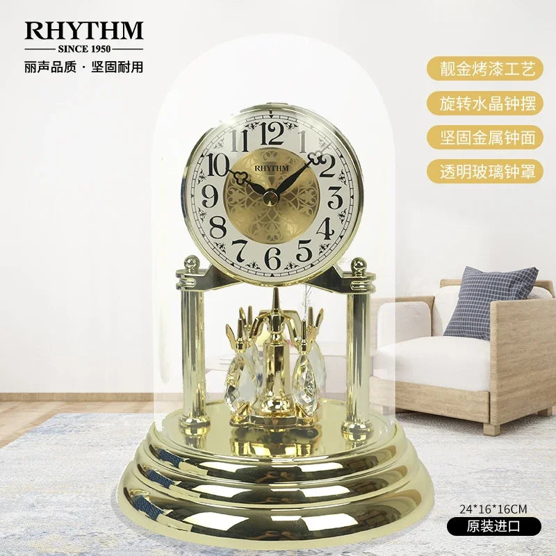 Luxury Gold Crystal Rotating Desktop Clock – Antique Decor Decorative Desk Clock Axl 24X16CM