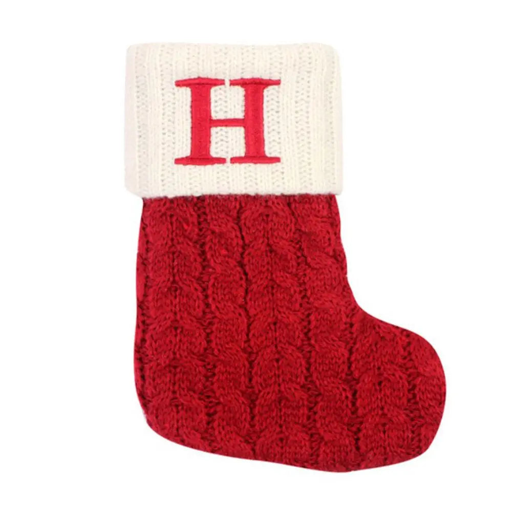 Knitted Christmas Stocking – Alphabet Letter Xmas Décor Gift