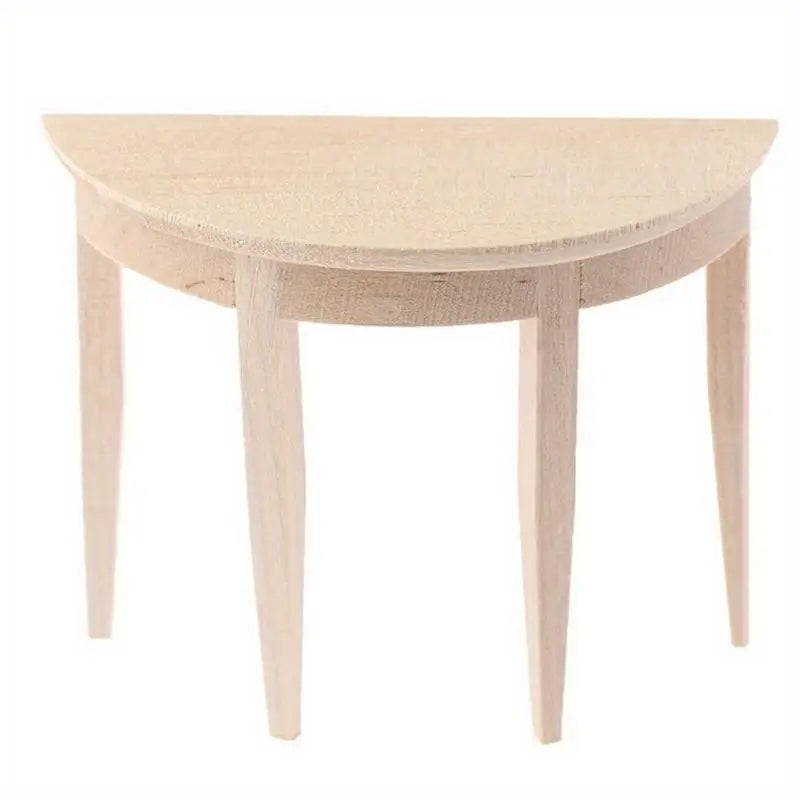 1:12 Dollhouse Miniature Wooden Half Round Table Furniture Model Dollhouse Miniature Furniture Axl