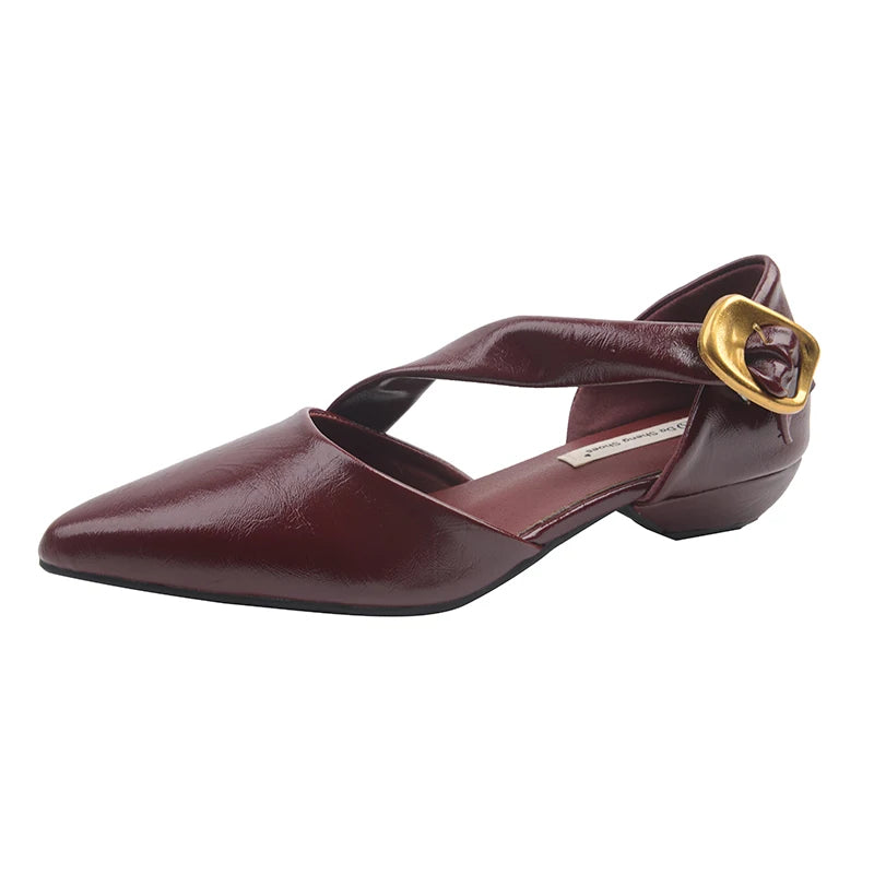 Women's Wedge Sandals – Pointed Toe Buckle Strap Dress Shoes Women's Wedge Sandals Axl Red 35