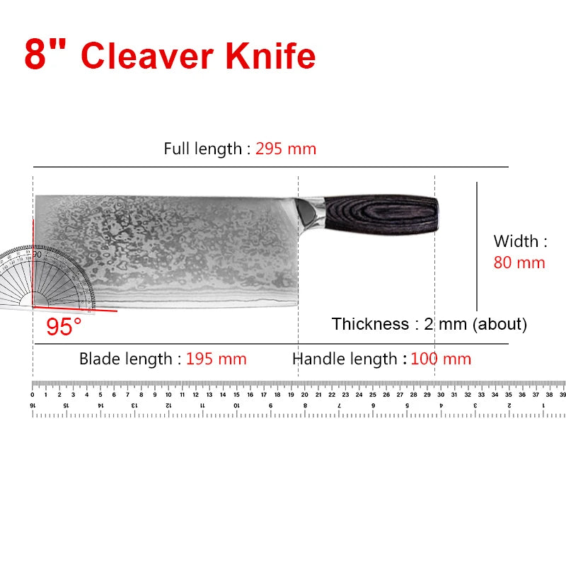 InLeung Damascus Steel Meat Cleaver – Handmade Chef Knife Damascus Chef Knife Axl