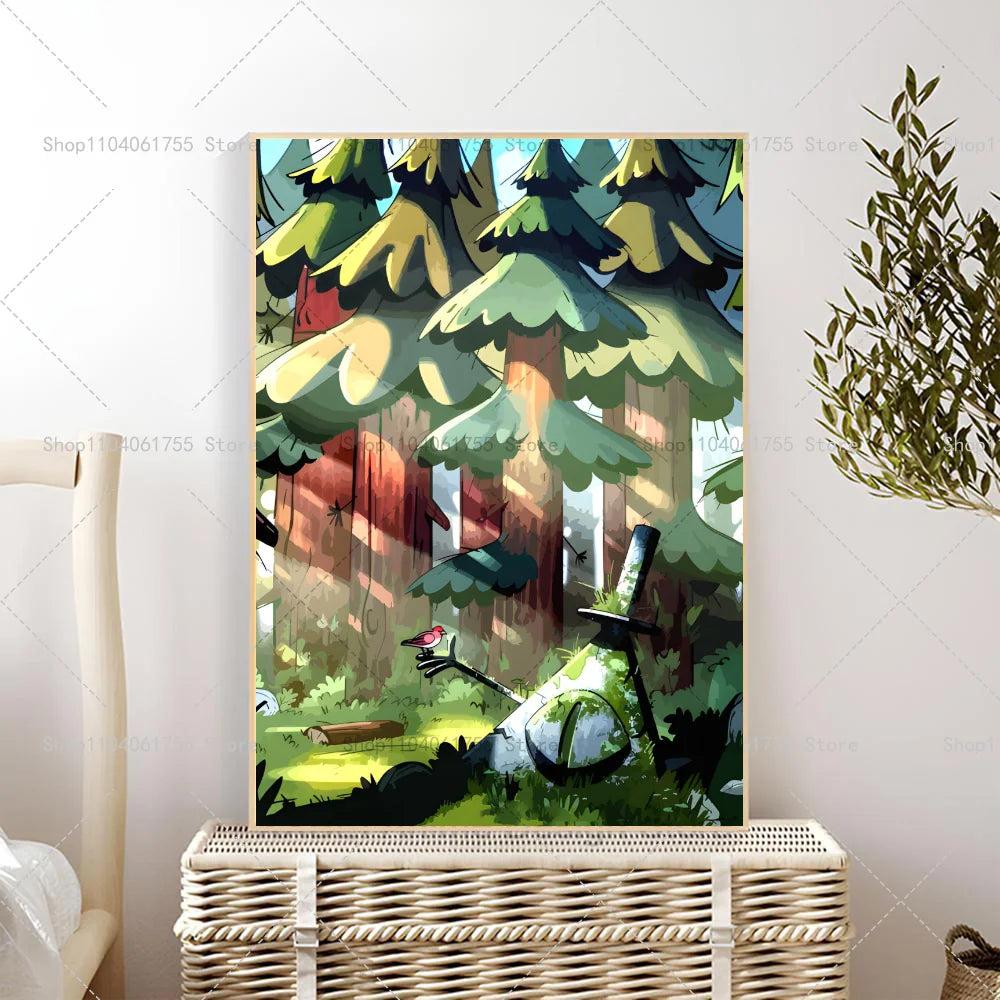 Gravity Falls Wall Poster – Self-Adhesive Waterproof Sticker Wall Art Poster Axl z1 21x30cm No Frame