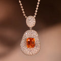 Huitan Pear Shape Orange Red CZ Pendant Necklace | Bead Chain Pendant Necklace Axl XL1688 45cm