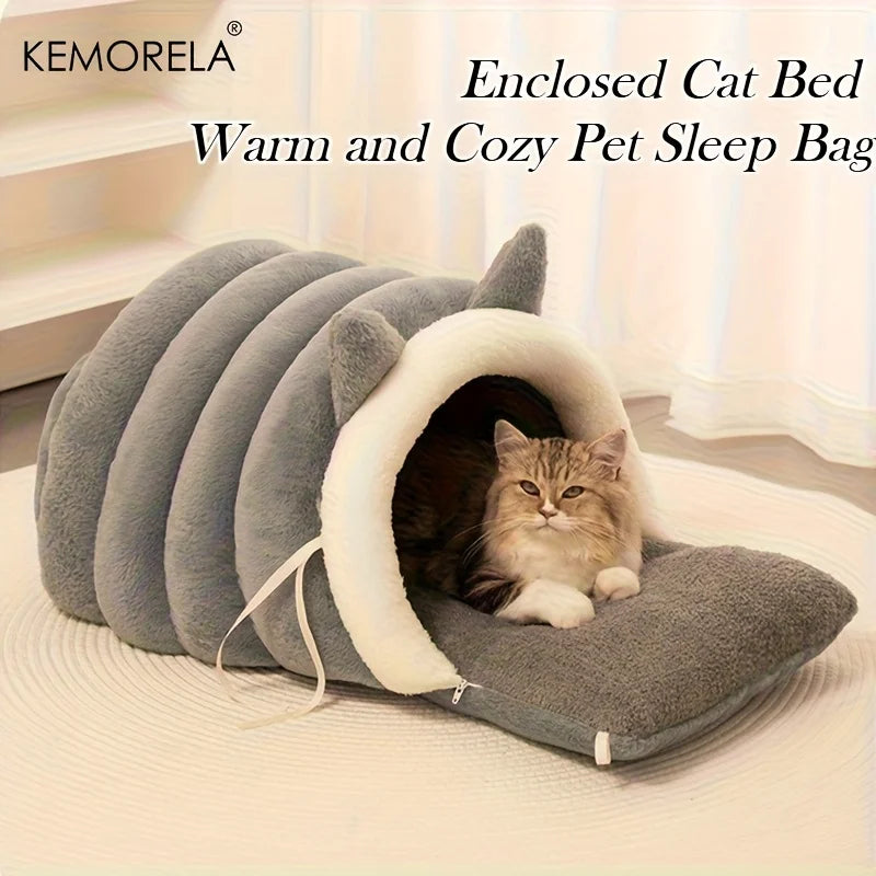 KEMORELA Cat Ear Bed – Warm Semi-Enclosed Pet Nest Cat Bed Axl