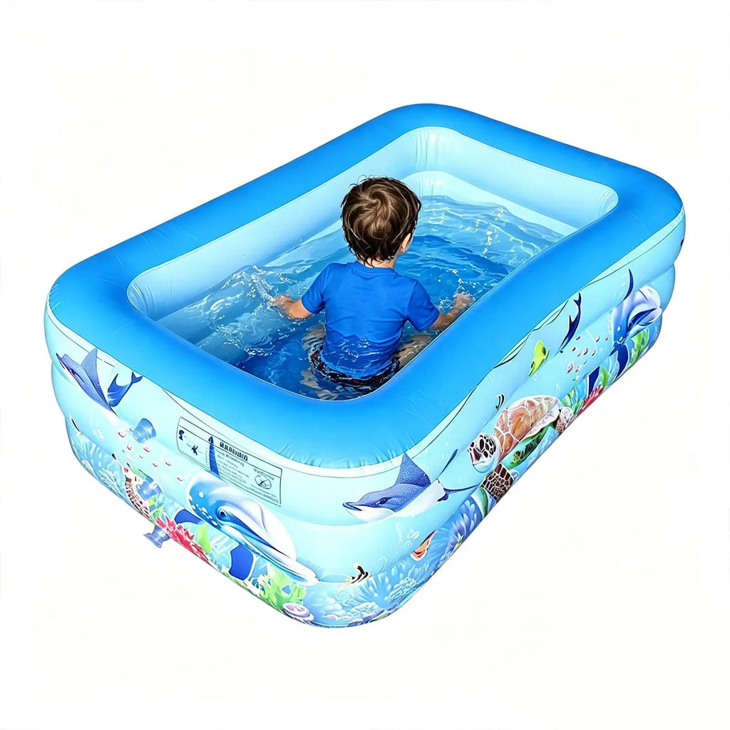 Inflatable Rectangle Kiddie Pool 55x35x17" – Backyard Summer Inflatable Kiddie Pool Axl