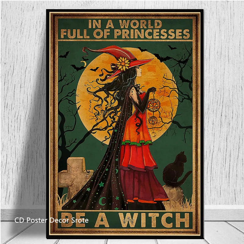 Kitchen Witchery Retro Witch Poster – Kraft Paper Wall Art Wall Art Poster Axl