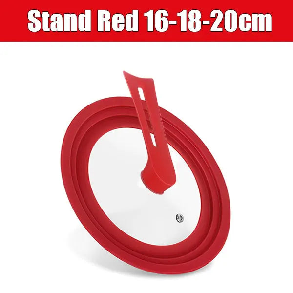 Silicone Universal Pan Lid – Tempered Glass Cookware Cover Cookware Lid Axl Stand Red 16-18-20cm