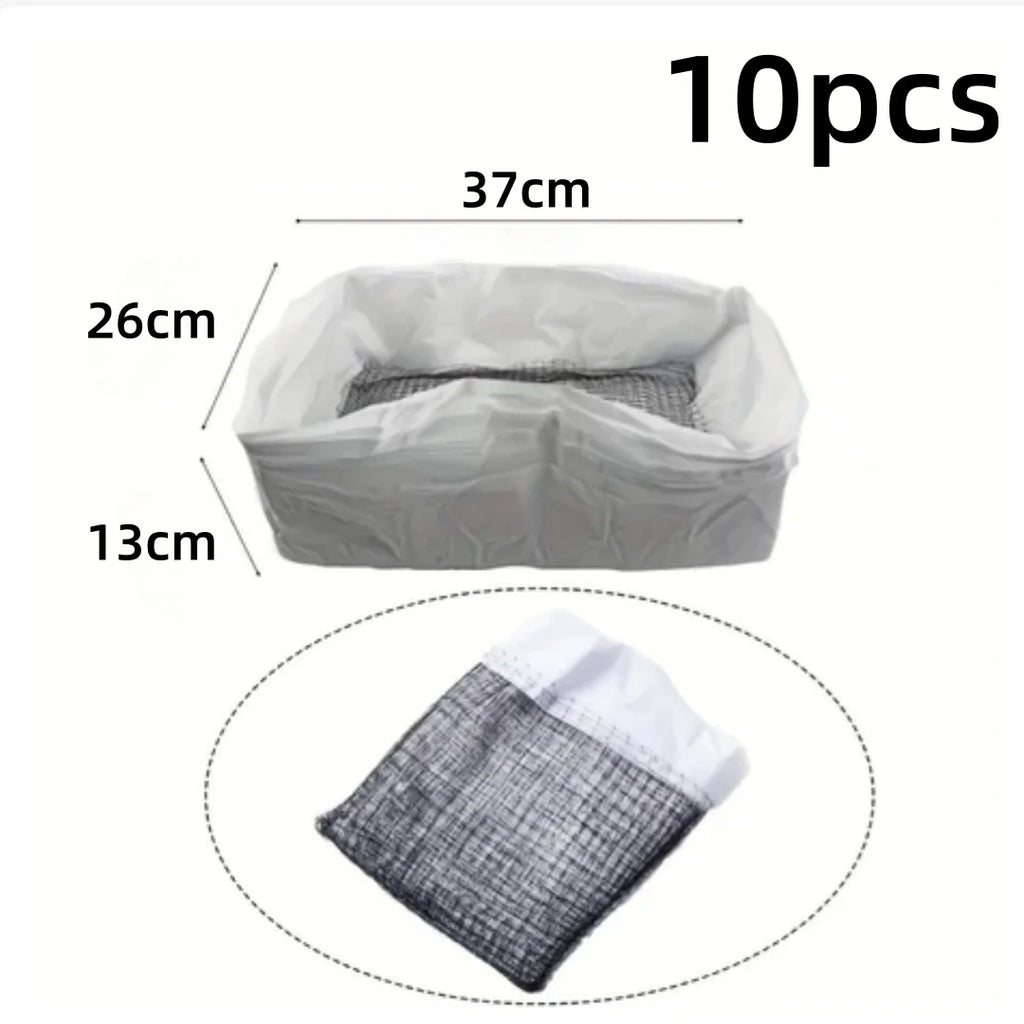 10-Pack Cat Litter Box Liners with Grid Filter – Hands-Free Cat Litter Liner Axl 37x26x13cm-10pcs