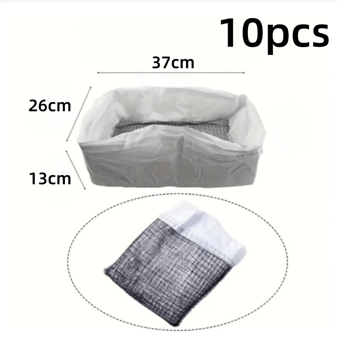 10-Pack Cat Litter Box Liners with Grid Filter – Hands-Free Cat Litter Liner Axl 37x26x13cm-10pcs