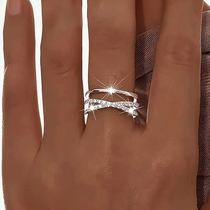 Huitan Cross Ring for Women – Cubic Zirconia Pave Band Fashion Ring Axl
