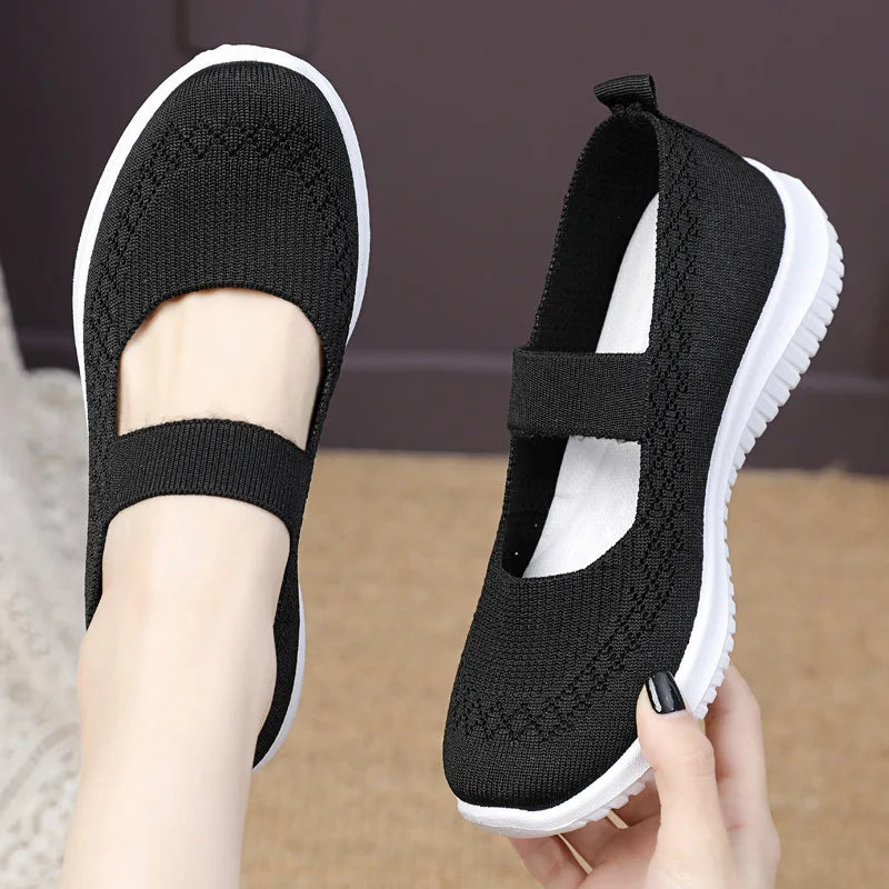 YBQJOO Women's Lightweight Breathable Casual Flat Sports Shoes Women's Flat Sneakers Axl 36 black