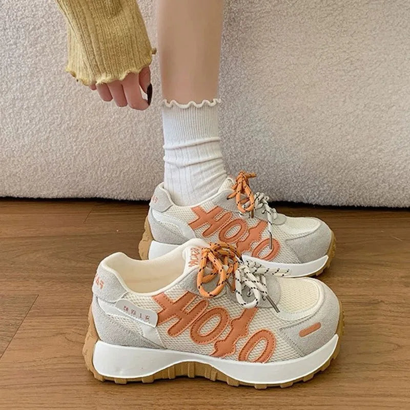 Women's Thick Sole Breathable Lace-Up Casual Sneakers Women's Casual Sneakers Axl