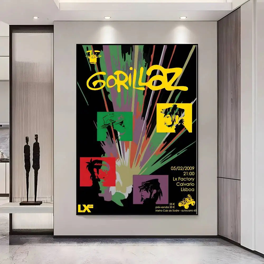 Gorillaz HD Music Poster – Self-Adhesive Waterproof Wall Art Wall Art Poster Axl z14 40X50cmNoframe