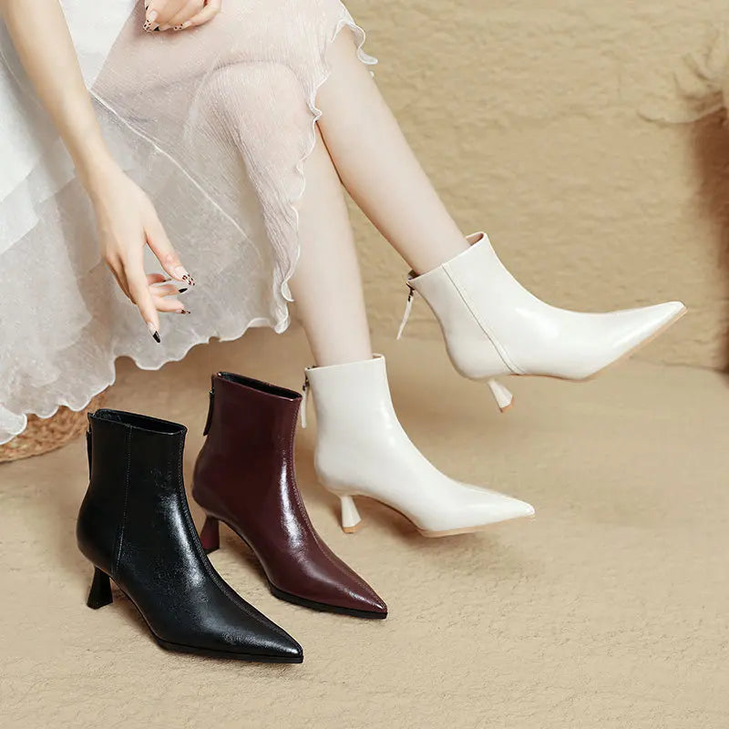 Women's Pointed Toe Stiletto Ankle Boots with Side Zip Stiletto Ankle Boots Axl