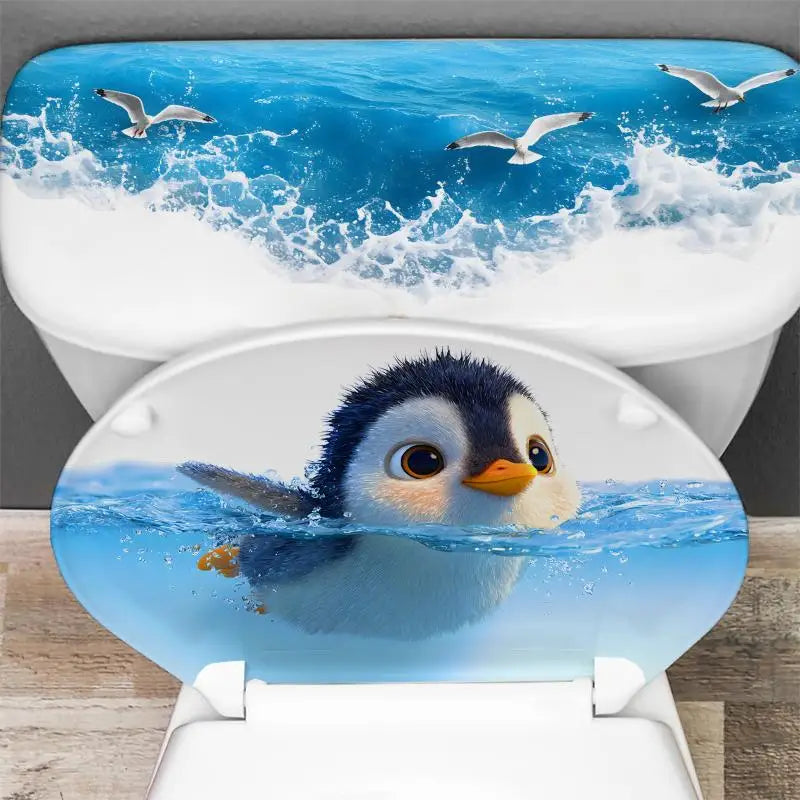 Cute Penguin Toilet Stickers – Waterproof Bathroom Decals Bathroom Wall Decal Axl