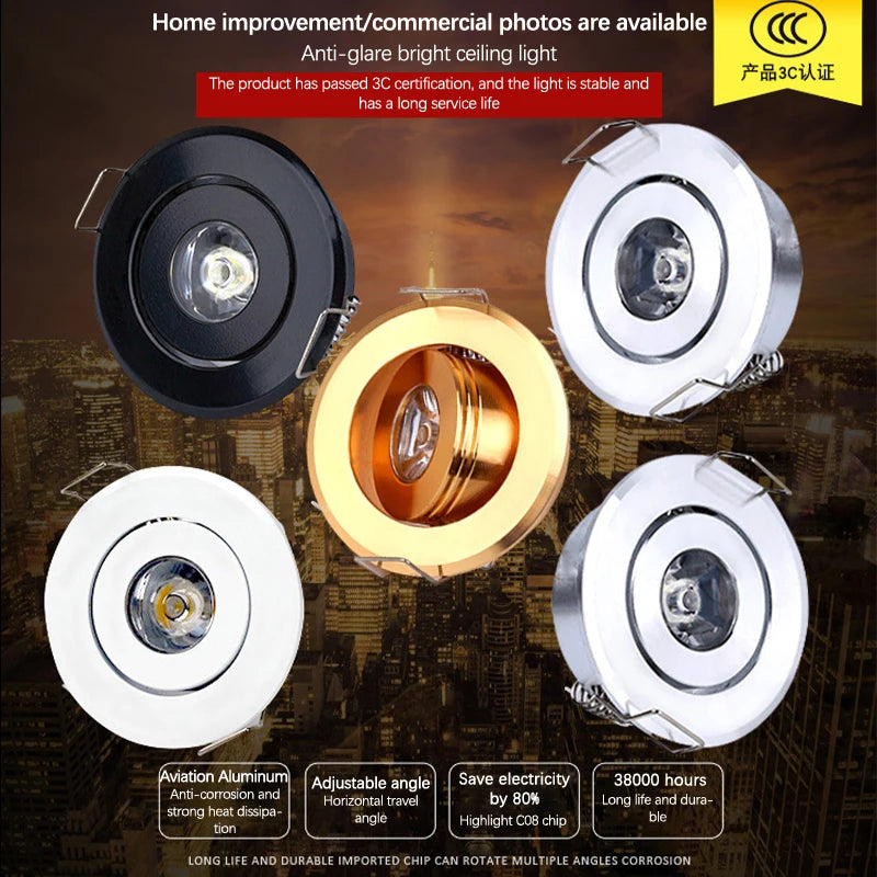 Mini LED Recessed Downlight 1W 3W Dimmable Ceiling Spot Light LED Recessed Downlight Axl