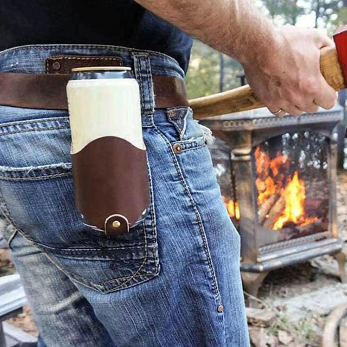 PU Leather Beer Belt Holster – Waterproof Bottle Holder for Men Belt Bottle Holster Axl