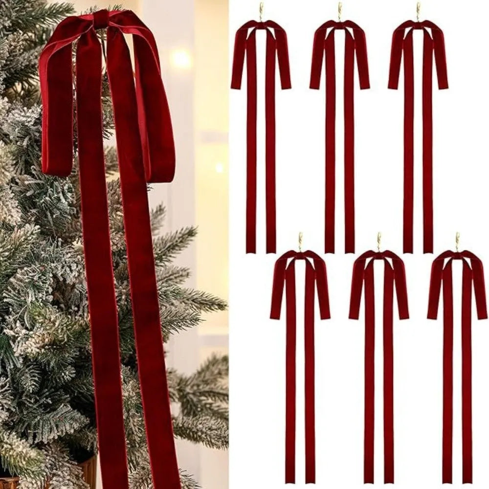 Vintage Velvet Christmas Bows Set of 6 – Wreath & Tree Decor Christmas Bow Set Axl Wine Red