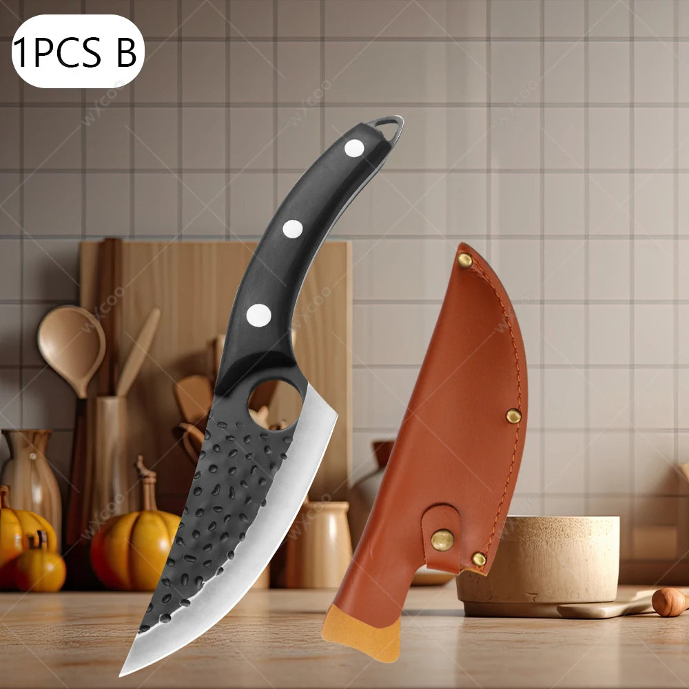 WXCOO Stainless Steel Meat Cleaver & Chef Knife Set Kitchen Knife Set Axl Knife B