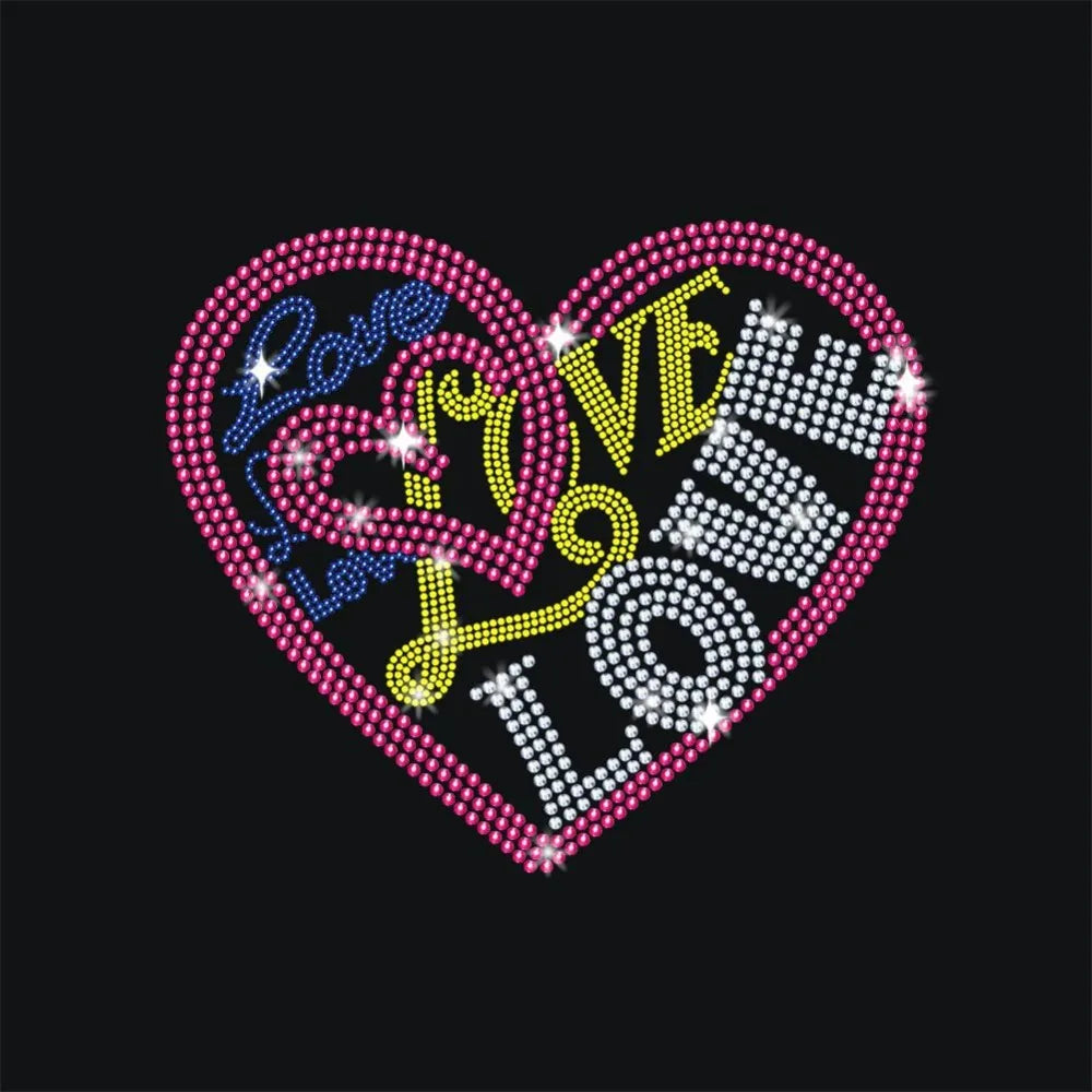 Love Heart Rhinestone Iron-On Patch – Bling Heat Transfer Decal Iron-On Rhinestone Patch Axl